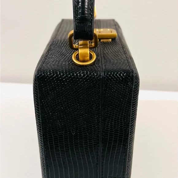 Brandon Blackwood Kendrick Trunk bag in Black lizard-embossed leather. - Picture 7 of 9